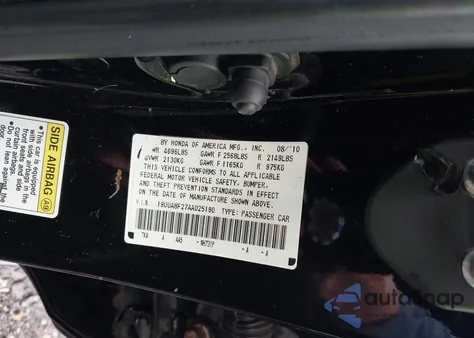 2010 Acura Tl 3.5 из США, поврежденный, VIN 19UUA8F27AA025190